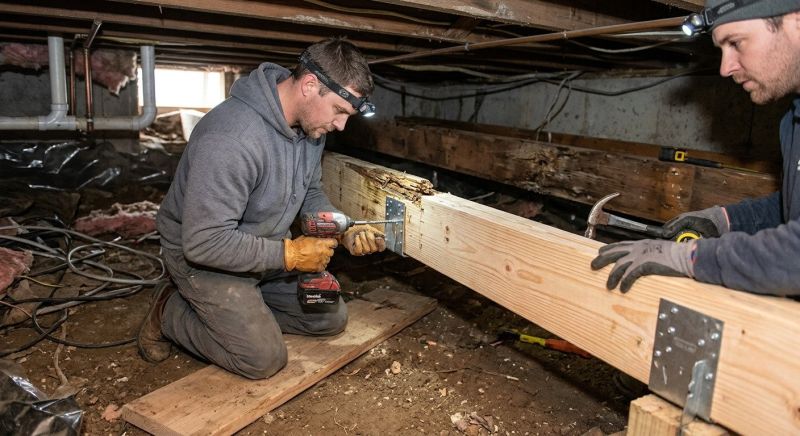 Sagging Floor Joist Repair in Kansas City, KS