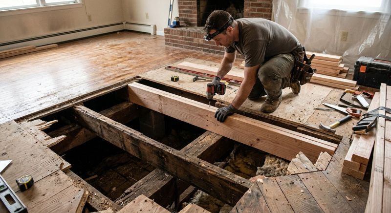 Sagging Floor Joist Repair in Kansas City, KS
